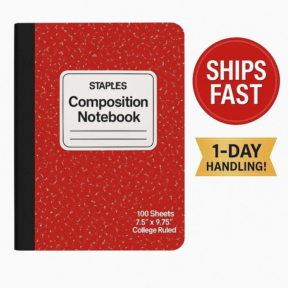 2x Staples‎ Composition Notebook College Ruled 100 Sheets 7.5x9.75